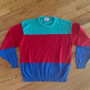 B&D Beauchamp Colorblock Crewneck Sweater 100% cotton , USA Large